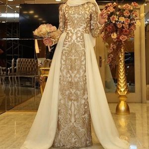 Wedding dress / Evening dress off white and Gold